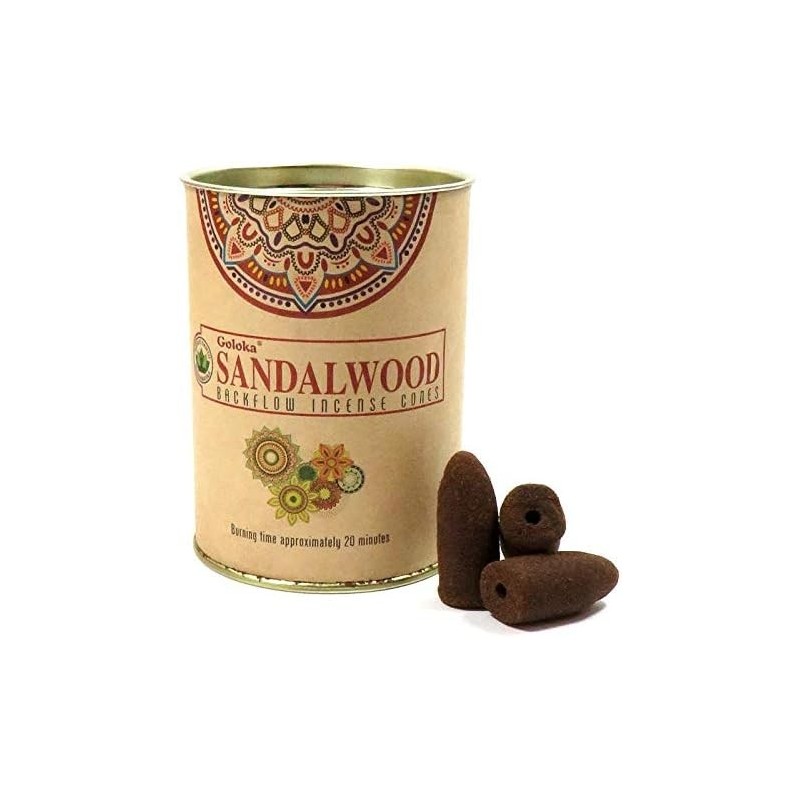 GOLOKA Sandalwood Cone Tin - Blackflow Cones Sandalwood - 18 Cone Tin-GOLOKA INCENSES-HOSTENATURA