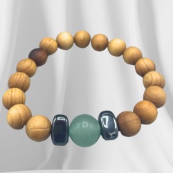 Bracciale in Legno di Cedro - Chakra Sacro - Corniola