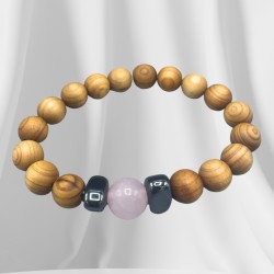 Bracciale in legno di cedro - Chakra del cuore - Quarzo rosa