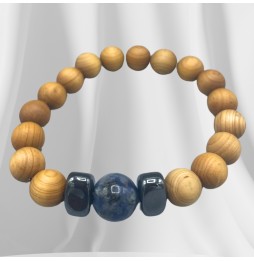 Pulsera de Madera de Cedro - Chakra Garganta - Sodalita