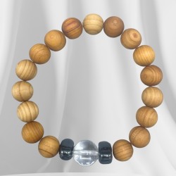 Cedar Wood Bracelet - Chakra Crown - Clear Quartz