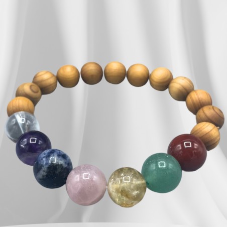 Pulsera de Madera de Cedro - 7 Chakras