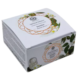 Jasmine Ritualized Soy Wax Candle with Crystal Quartz Stones - Spiritual Balance - Green Tree Candle - 70gr.