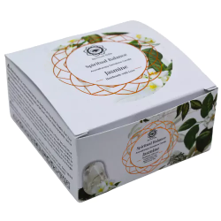 Ritualized Soy Wax Jasmine Candle with Crystal Quartz Stones - Spiritual Balance - Green Tree Candle - 70gr.