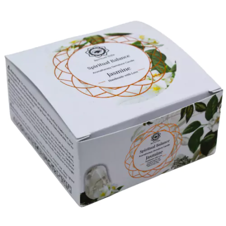 Candela ritualizzata in cera di soia al gelsomino con pietre di cristallo di quarzo - Equilibrio spirituale - Candela albero ver