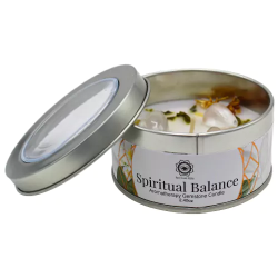 Bougie en Cire de Soja Ritualisée au Jasmin avec Pierres de Quartz Cristal - Équilibre Spirituel - Bougie Arbre Vert - 70gr.