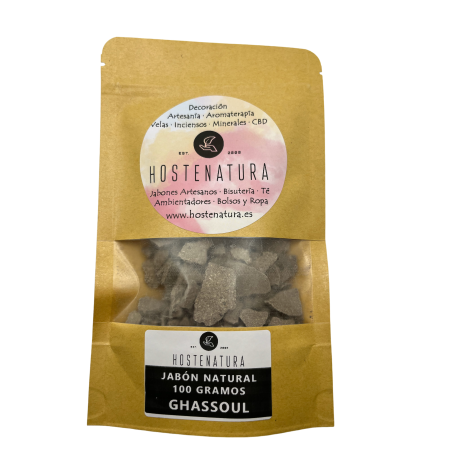 GHASSOUL Jabón Arcilla Natural Mineral de Marruecos - 100% Puro y Auténtico Rhassoul - 1 Bolsita de 100gr.