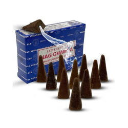 Cones de incenso SATYA Nag Champa Backflow - Cones Blackflow Dhoop - Caixa com 10 cones