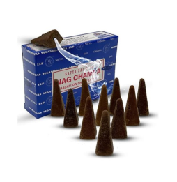 SATYA Conos de Incienso de Reflujo Nag Champa - Blackflow Dhoop Cones - Cajita de 10 conos