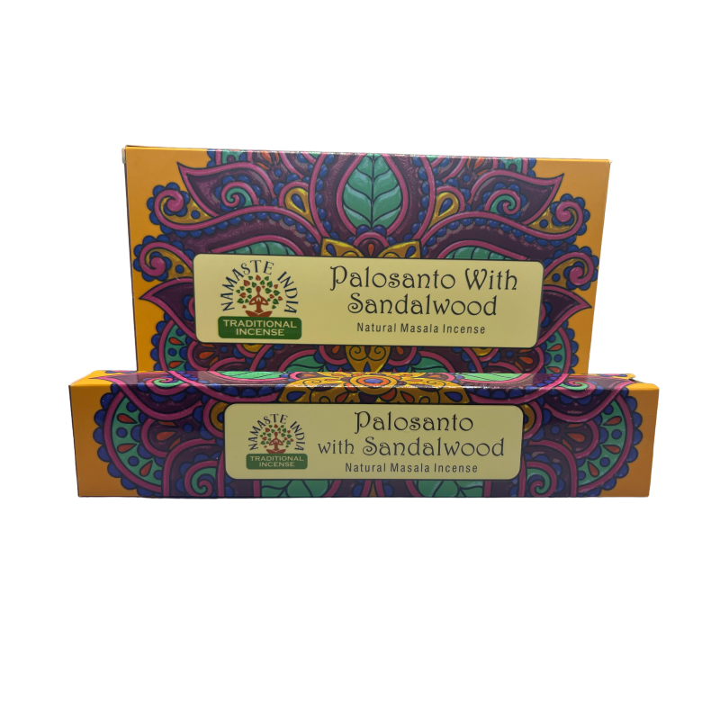 Indian Namaste Incense - Palo Santo with Sandalwood - Traditional Indian Agarbathi - Natural Masala Mandala - Handmade-NATURAL INDIAN NAMASTE INCENSE-HOSTENATURA