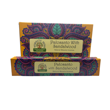 Incenso Namaste Índia - Palo Santo com Sândalo - Agarbathi Indiano Tradicional - Mandala Masala Natural - Feito à mão