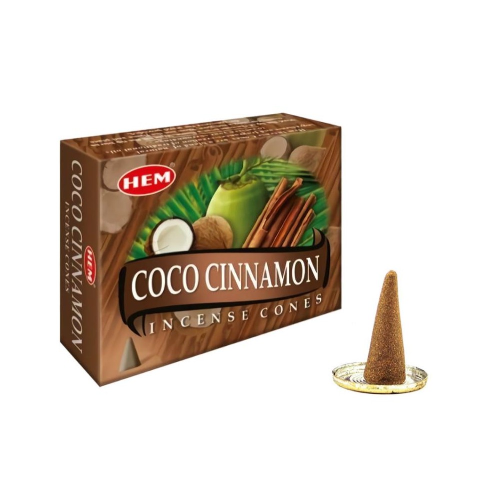 HEM Conos de Incienso Coco Canela - 1 cajita de 10 conos