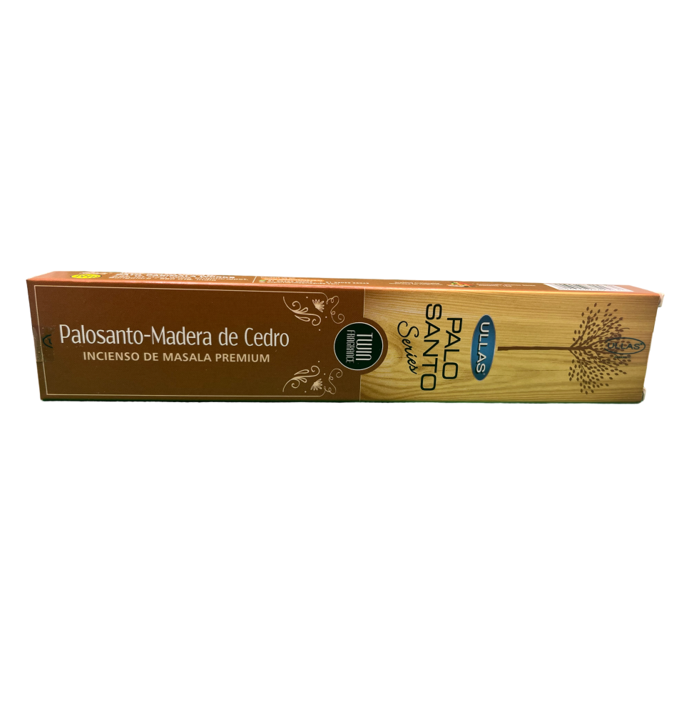 Incienso Palo Santo y Madera de Cedro - Ullas Palo Santo Series - 1 cajetilla de 15gr - Premium Masala Incense India