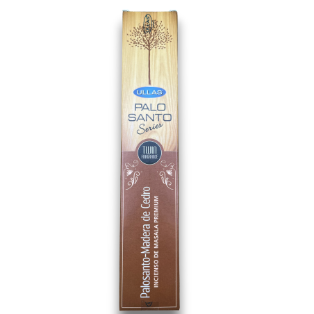 Incienso Palo Santo y Madera de Cedro - Ullas Palo Santo Series - 1 cajetilla de 15gr - Premium Masala Incense India