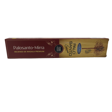 Incienso Palo Santo y Mirra Ullas Palo Santo Series Premium Masala Incense India - 1 cajetilla de 15gr.
