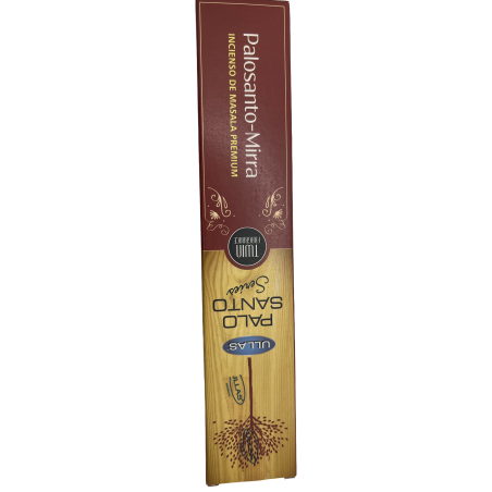 Incienso Palo Santo y Mirra Ullas Palo Santo Series Premium Masala Incense India - 1 cajetilla de 15gr.