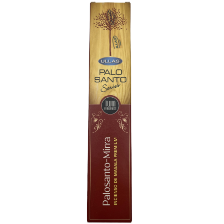 Incienso Palo Santo y Mirra Ullas Palo Santo Series Premium Masala Incense India - 1 cajetilla de 15gr.