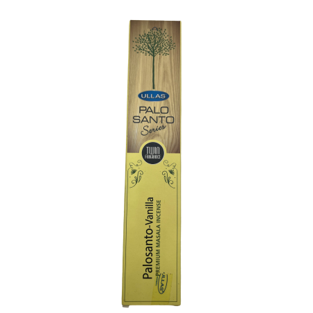 Incienso Palo Santo y Vainilla Ullas Palo Santo Series Premium Masala Incense India - 1 cajetilla de 15gr.
