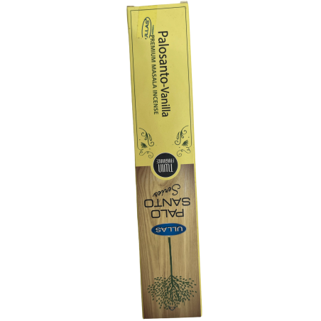 Incienso Palo Santo y Vainilla Ullas Palo Santo Series Premium Masala Incense India - 1 cajetilla de 15gr.
