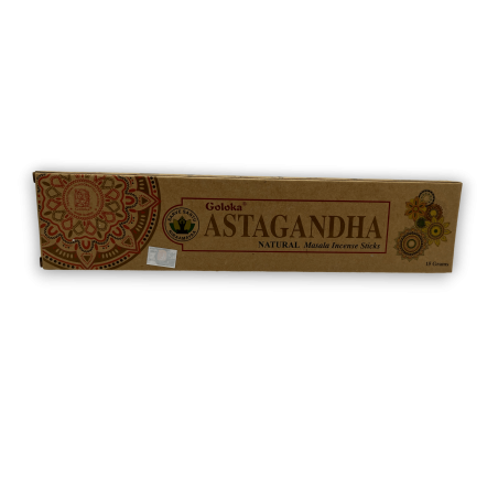 GOLOKA Incienso Orgánico Astagandha - Natural Masala Incense - 1 cajetilla de 15gr