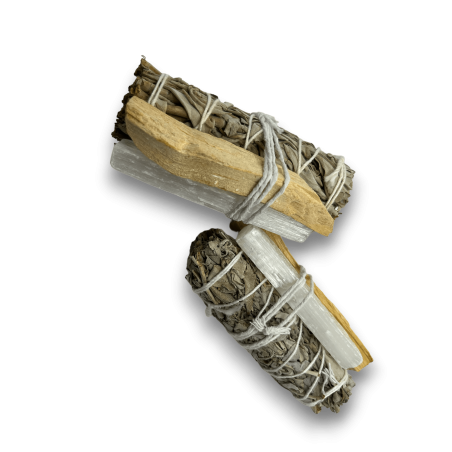 Atado Salvia Blanca, Palo Santo y Selenita | Ecológico y Sostenible | 100% Original | Kit Limpieza Energética