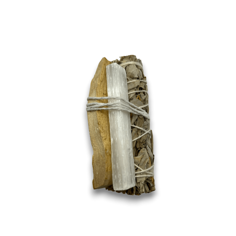 Bound White Sage, Palo Santo și Selenită | Ecologic și durabil | 100% original | Kit de curățare energetică-LEAT-HOSTENATURA