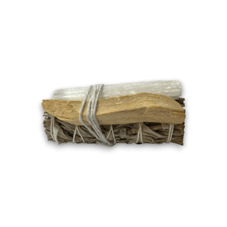 Atado Salvia Blanca, Palo Santo y Selenita | Ecológico y Sostenible | 100% Original | Kit Limpieza Energética