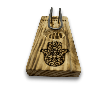 Palnik i uchwyt na kadzidło Palo Santo | Uchwyt na kadzidło | Hamsa Design - Ręka Fatimy | Naturalne drewno | Ręcznie wykonany