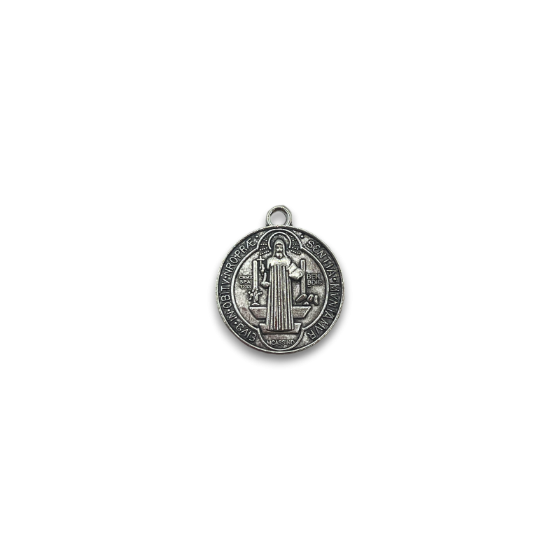 Medalha Cruz de São Bento - Aço Inox 2cm-AMULETOS-HOSTENATURA