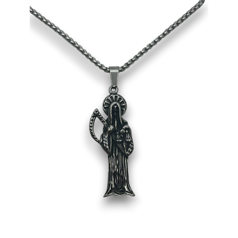 Colier Santa Muerte - Oțel inoxidabil-AMULETE-HOSTENATURA