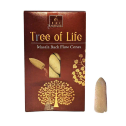 BALAJI Backflow Incenso Cones Tree of Life - Tree of Life - Masala Black Flow Cones - 1 caixa de 10 cones