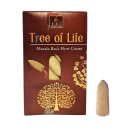 BALAJI Conos de Incienso Reflujo Arbol de la Vida - Tree of Life - Masala Black Flow Cones - 1 cajita de 10 conos
