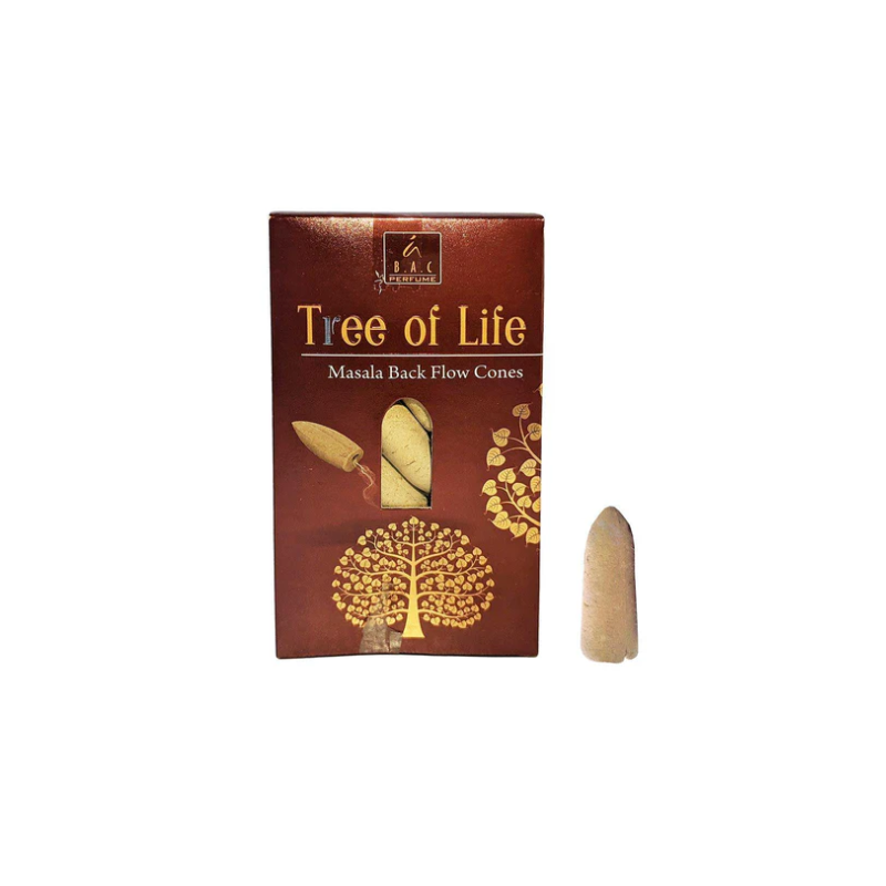 BALAJI Backflow Incenso Cones Tree of Life - Tree of Life - Masala Black Flow Cones - 1 caixa de 10 cones-INCENSO BALAJI-HOSTENATURA