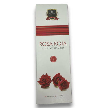 Incienso Alaukik Rosa Roja - Red Rose - Paquete Grande 90gr - 55-65 varillas - Hecho en India