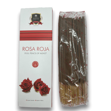 Incienso Alaukik Rosa Roja - Red Rose - Paquete Grande 90gr - 55-65 varillas - Hecho en India