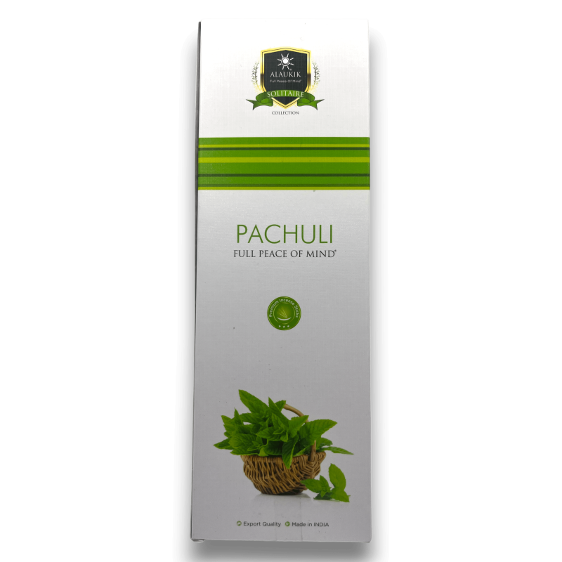 Alaukik Patchouli Räucherstäbchen - Patchouli - Großpackung 90gr - 55-65 Stäbchen - Made in India-ALAUKIK RÄUCHERUNG-HOSTENATURA