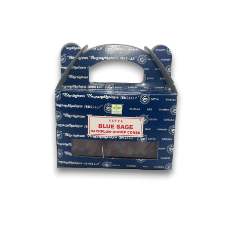 SATYA Blue Sage Reflux Cones - Blackflow Dhoop Cones - Box mit 24 Cones