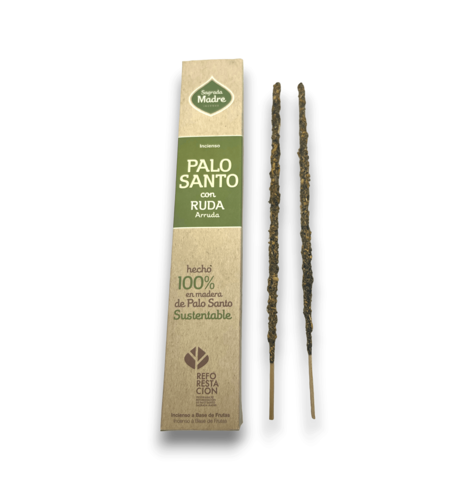 Incienso Palo Santo con Ruda Sagrada Madre - Sahumerio 8 varillas gruesas-PALO SANTO SAGRADA MADRE INCENSE LINE-HOSTENATURA