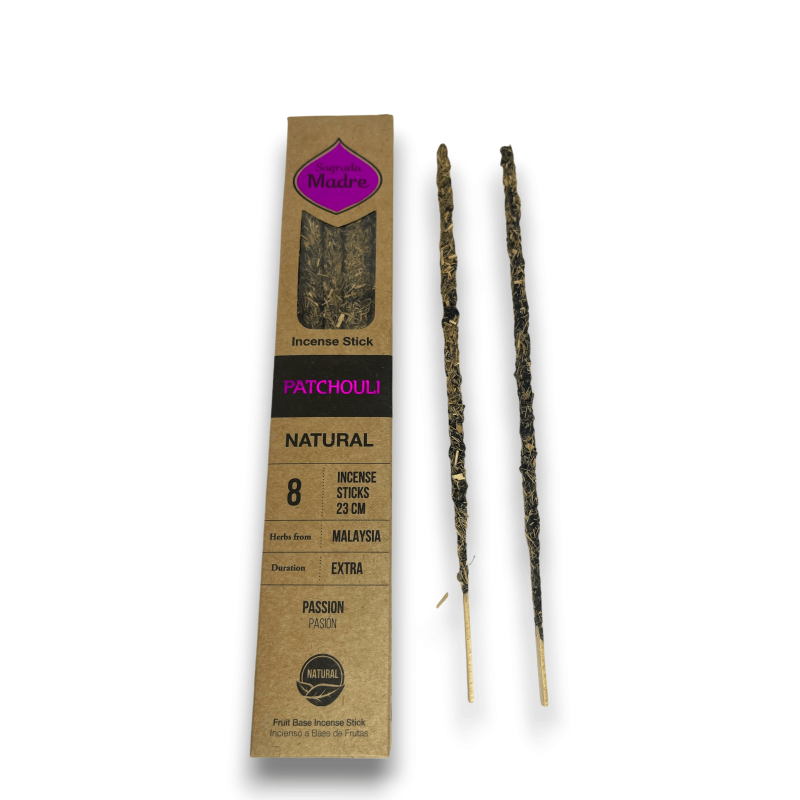 Natural Patchouli Incense Holy Mother Patchouli Passion - Incense 8 thick sticks Organic - Origin Malaysia-SAGRADA MADRE NATURAL INCENSE-HOSTENATURA