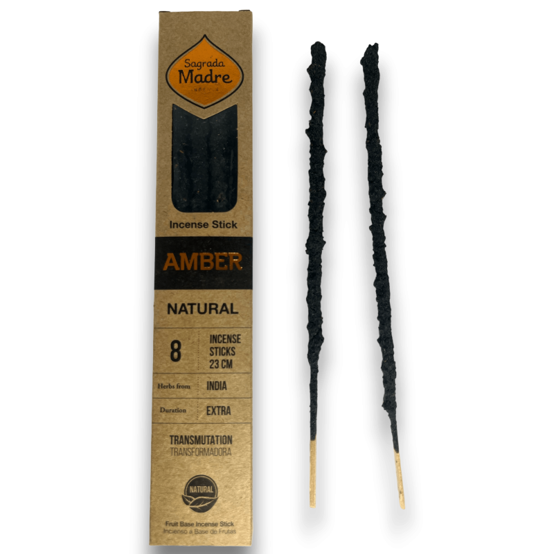 Natural Amber Incense Holy Mother Amber Transformer - Incense 8 thick sticks Organic - Origin India-SAGRADA MADRE NATURAL INCENSE-HOSTENATURA