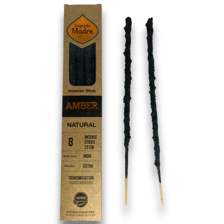 Encens Ambré Naturel Sainte Mère Ambre Transformateur - Encens 8 bâtonnets épais Bio - Origine Inde