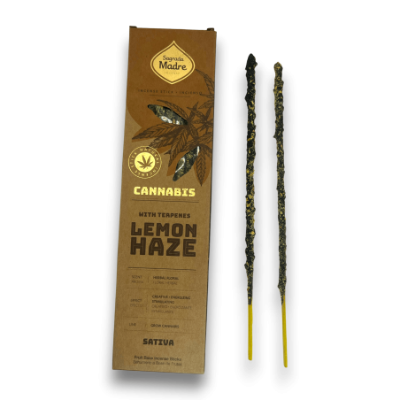 Incienso Cannabis Lemon Haze Sativa Sagrada Madre - Incienso Artesanal 6 varillas gruesas - No contiene CBD ni THC