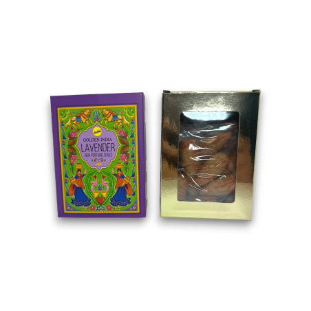 Cons d'Encens Reflux Lavanda Golden India Sree Vani Indian Heritage - Paquetet de 12 cons blackflow