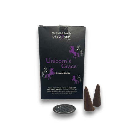 Conos de Incienso La Gracia del Unicornio Stamford Mistico - The Mythical Range - 1 Cajita de 12 conos Aloe Vera