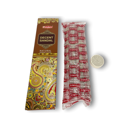 Incienso Tridev Sandalo Decent Sandal - Natural Incense Sticks - 10 varillas gruesas