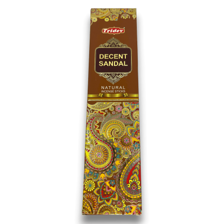 Incienso Tridev Sandalo Decent Sandal - Natural Incense Sticks - 10 varillas gruesas