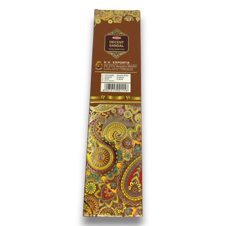Incienso Tridev Sandalo Decent Sandal - Natural Incense Sticks - 10 varillas gruesas