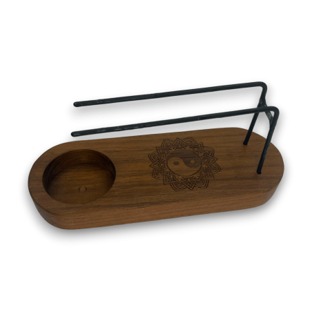 Palo Santo Mały palnik z drewna tekowego w stylu Yin i Yang - 15x5,5 cm - ręcznie robiony