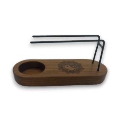 Arzător Palo Santo Mic Yin și Yang Design Lemn Teak - 15x5,5cm - Lucrat manual