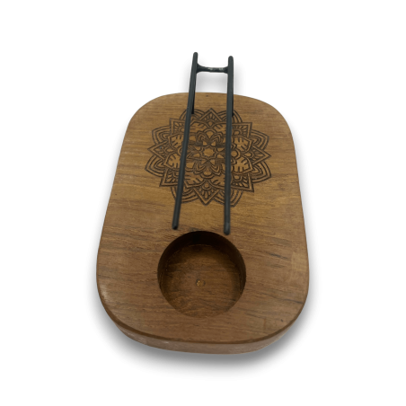 Palo Santo Mandala Design Teak Wood Burner - 15x10cm - Handmade